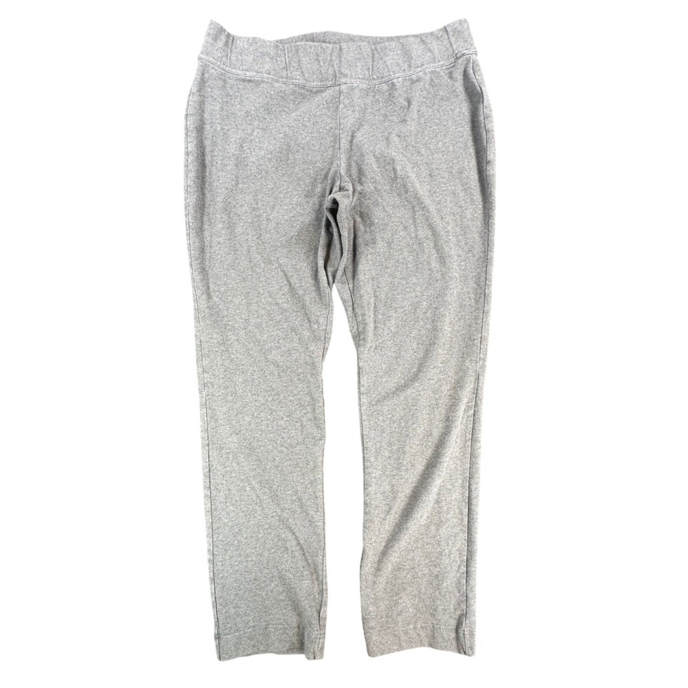 Lands End Sweatpants Womens L 14-16 Gray Cotton Stretch Straight Leg Lounge Pant